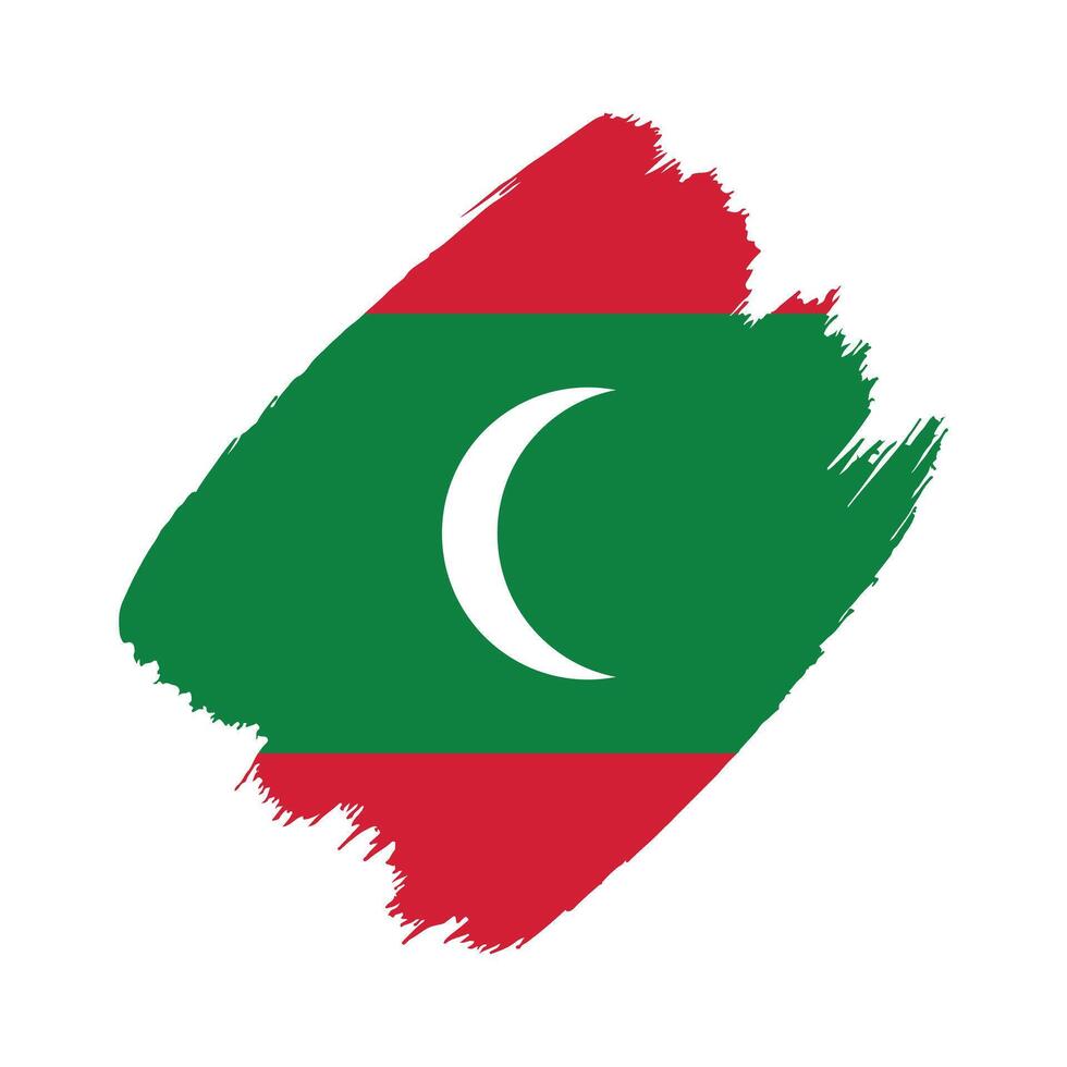 Maldives flag in a flat grunge design background vector