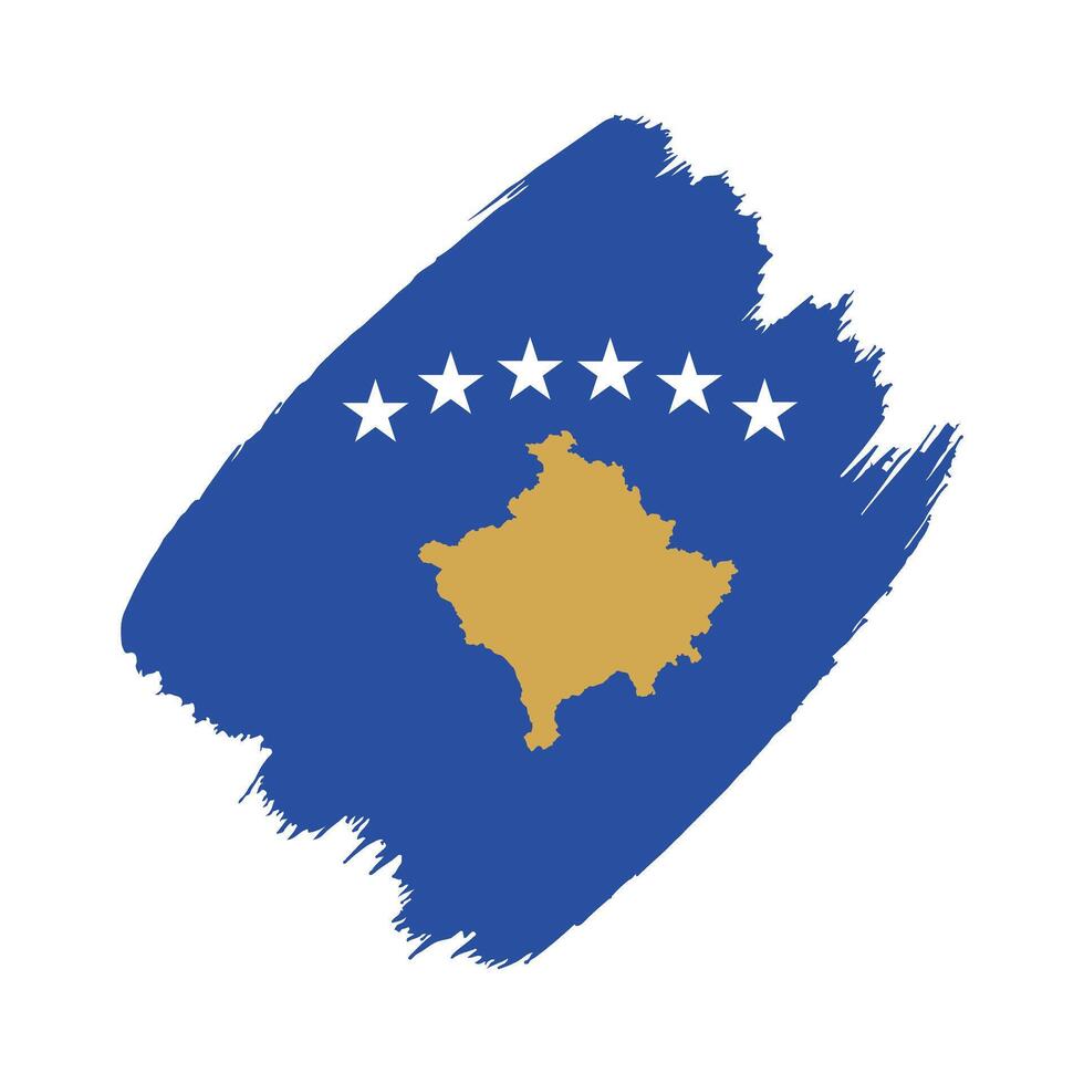 Kosovo flag in a flat grunge design background vector