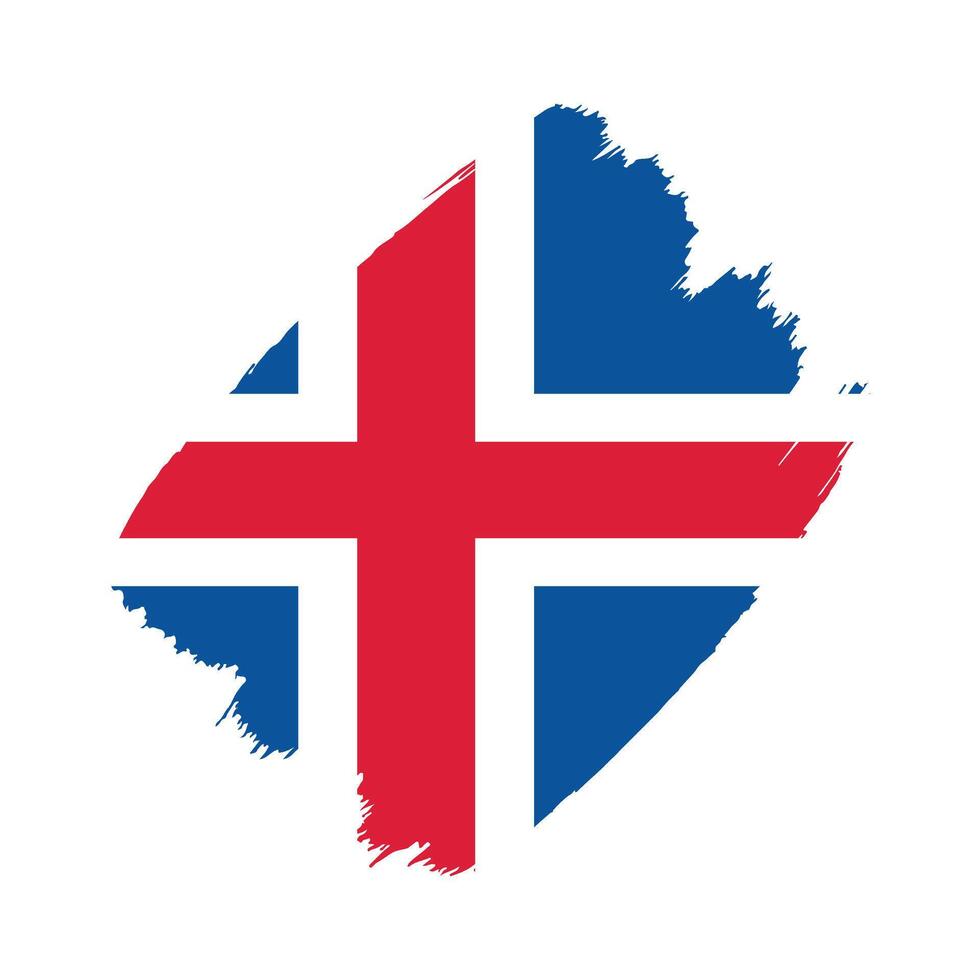 Iceland flag in a flat grunge design background vector