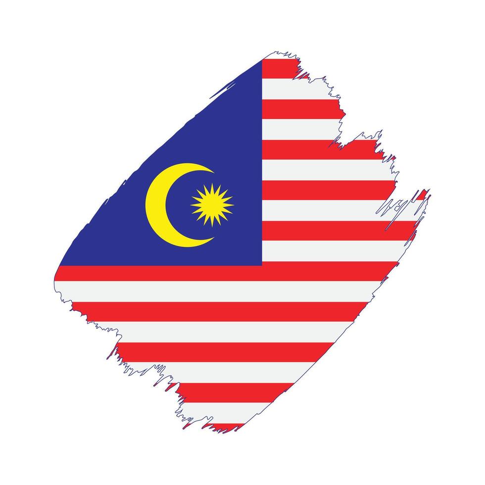 Malaysia flag in a flat grunge design background vector