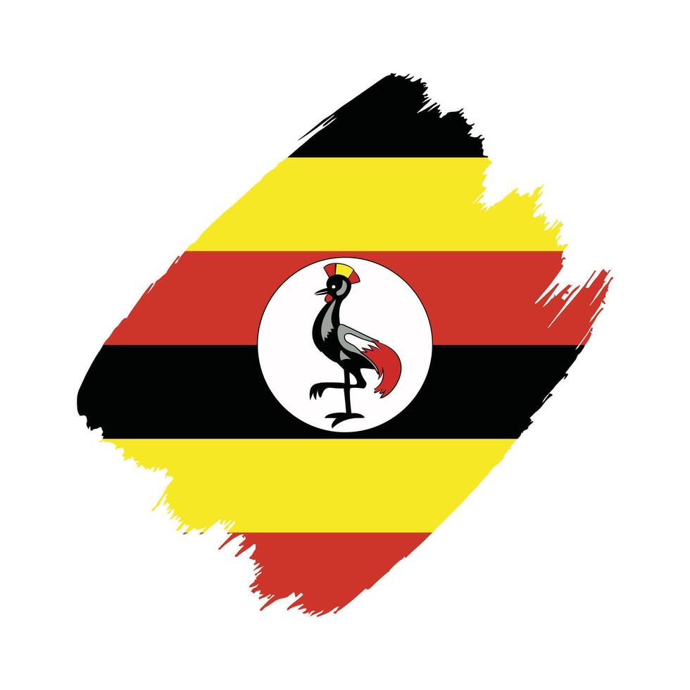Uganda flag in a flat grunge design background vector
