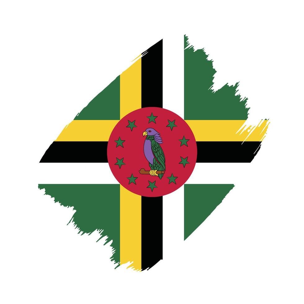 Dominica flag in a flat grunge design background vector