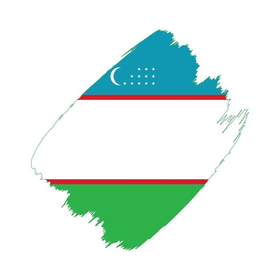 Uzbekistan flag in a flat grunge design background vector