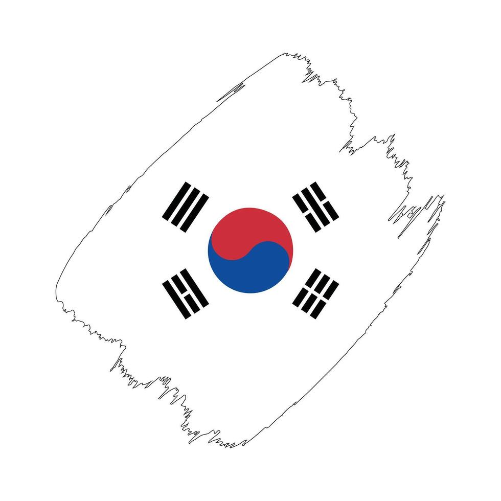 South Korea flag in a flat grunge design background vector