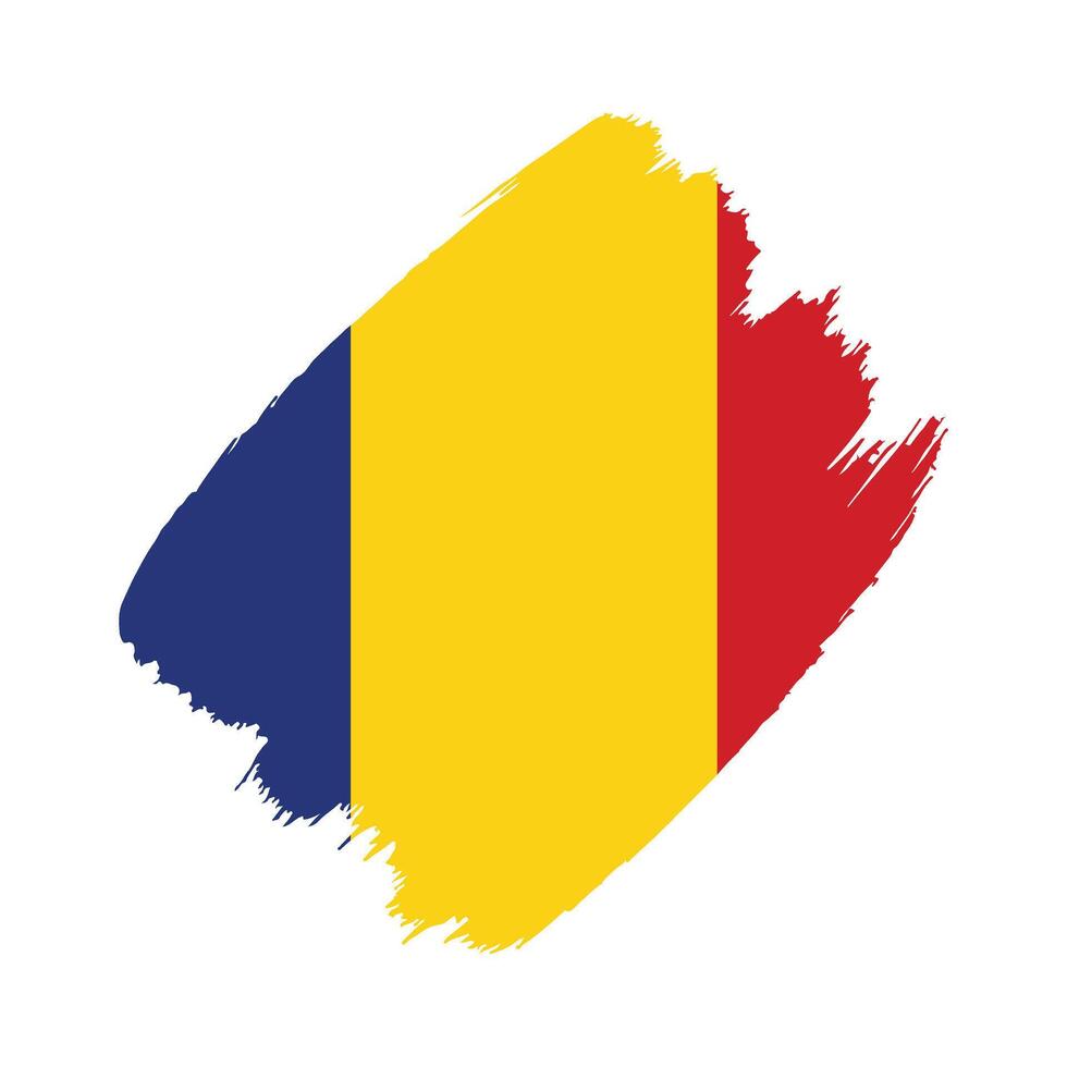 Romania flag in a flat grunge design background vector
