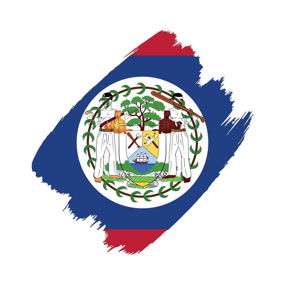 Belize flag in a flat grunge design background vector