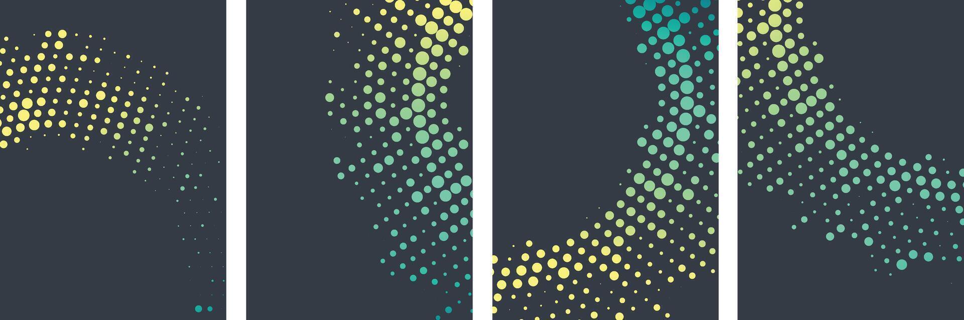 Abstract curved halftone art design Brochure cover background set vector