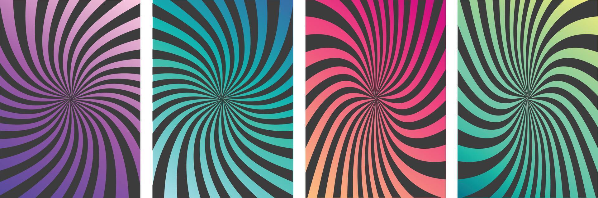 Collection of multicolor sun beam art design Brochure cover backgrounds vector