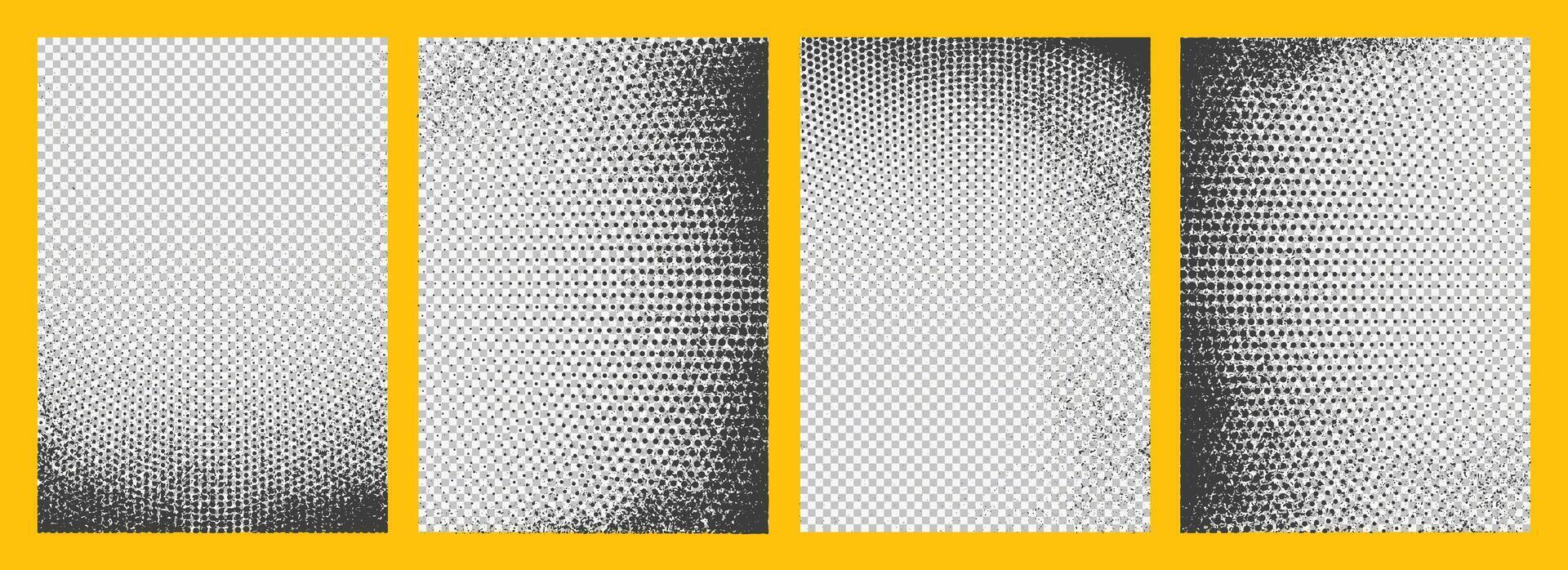 black halftone pattern Grunge art style texture backgrounds set vector