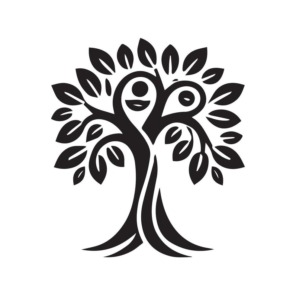 A stylized, black and white silhouette of a tree, perfect for representing nature, growth, or environmental concepts. vector