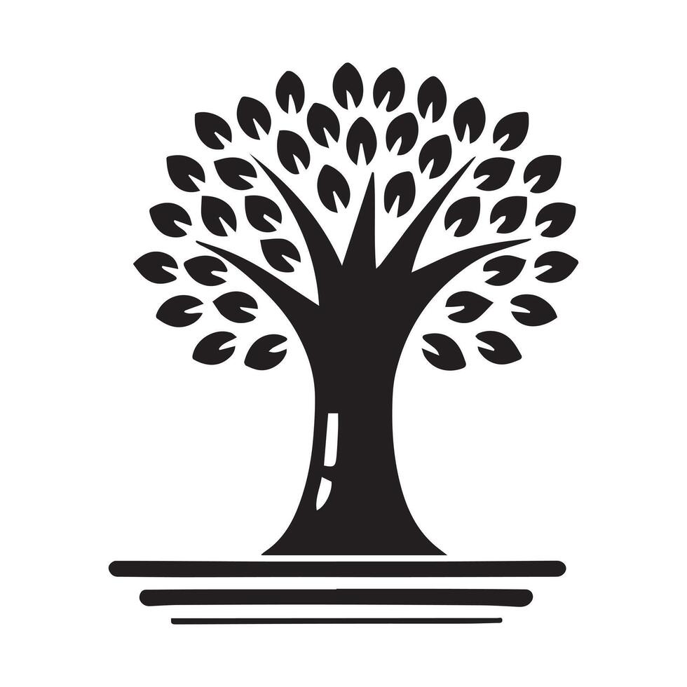 A stylized, symmetrical silhouette of a tree. vector