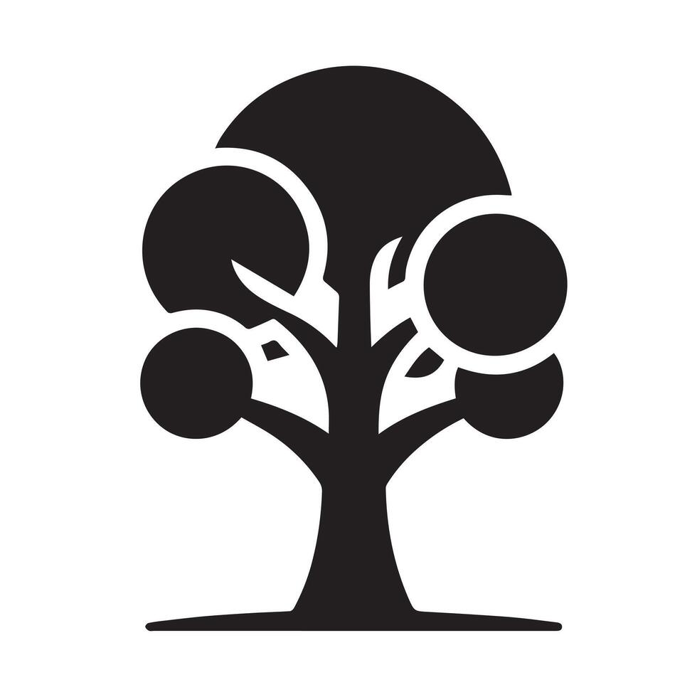A simple, elegant, black and white stylized tree graphic within a circle. vector