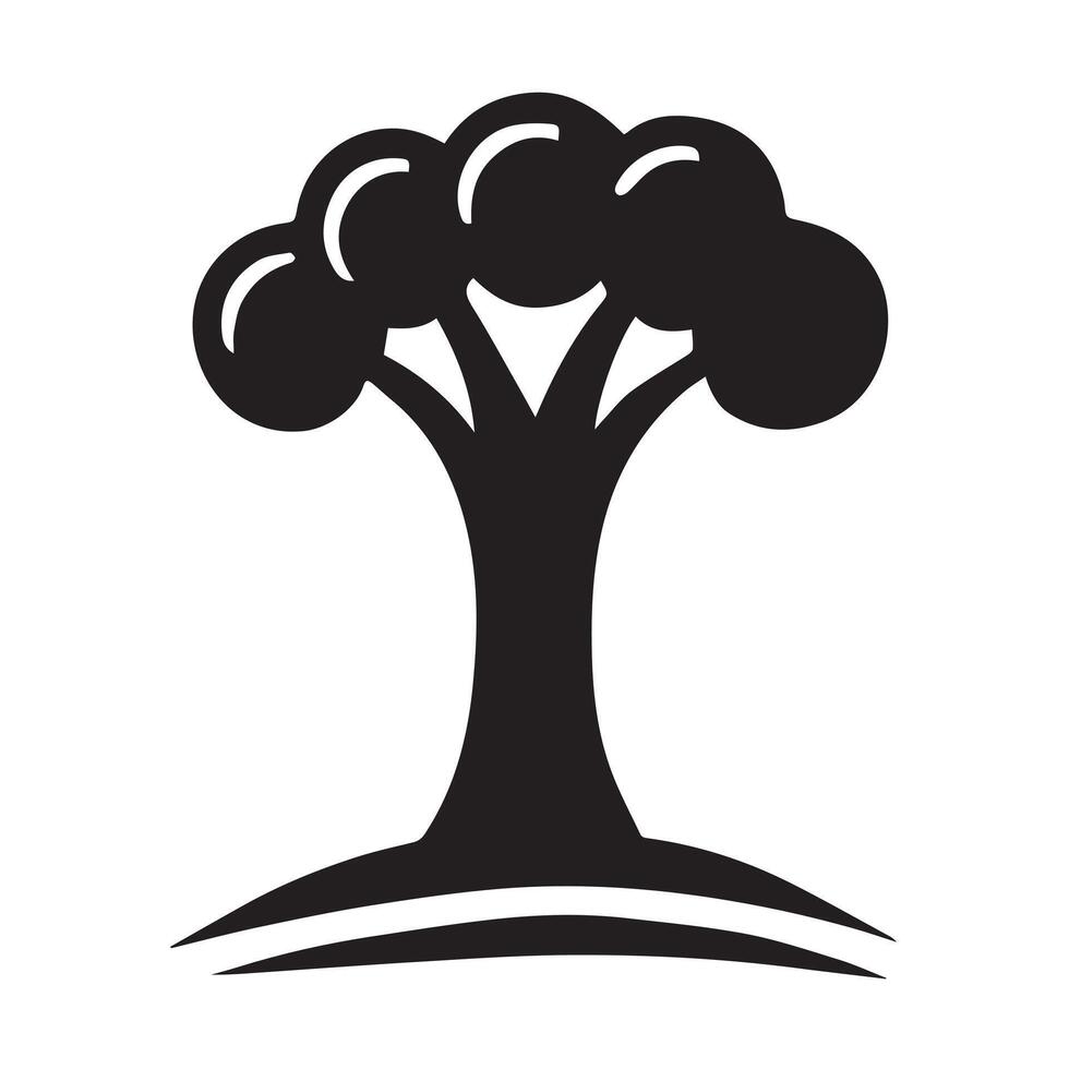 black and white silhouette of a tree, perfect for representing nature, growth, or environmental concepts. vector