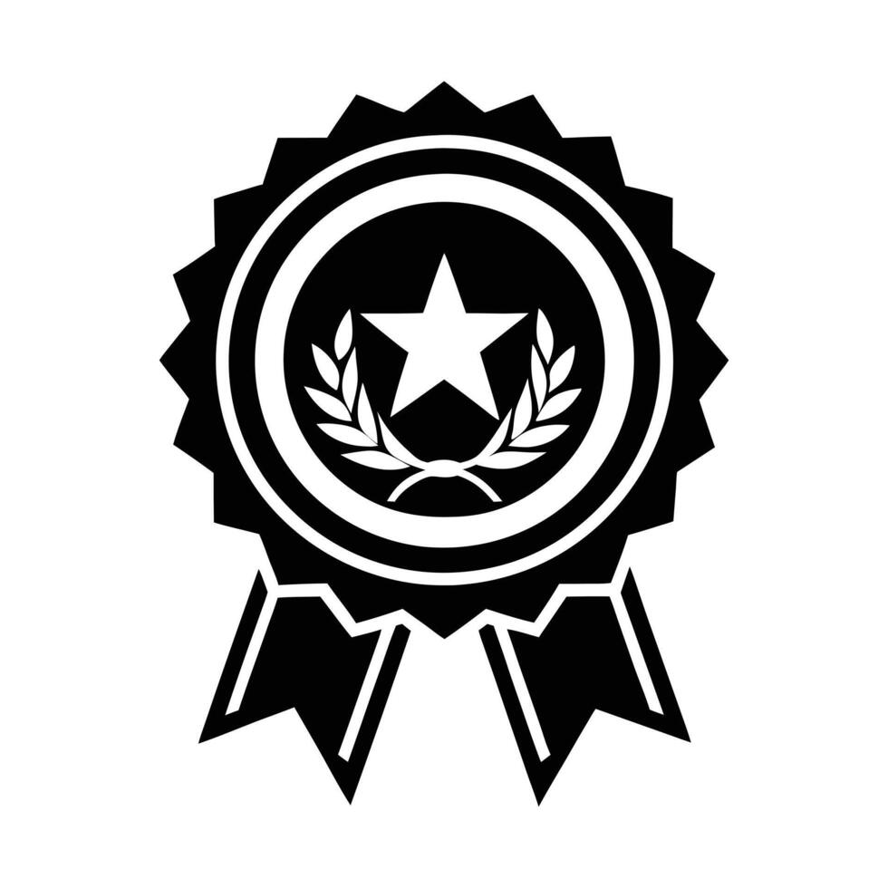 A simple, elegant black and white graphic of an award medal. vector