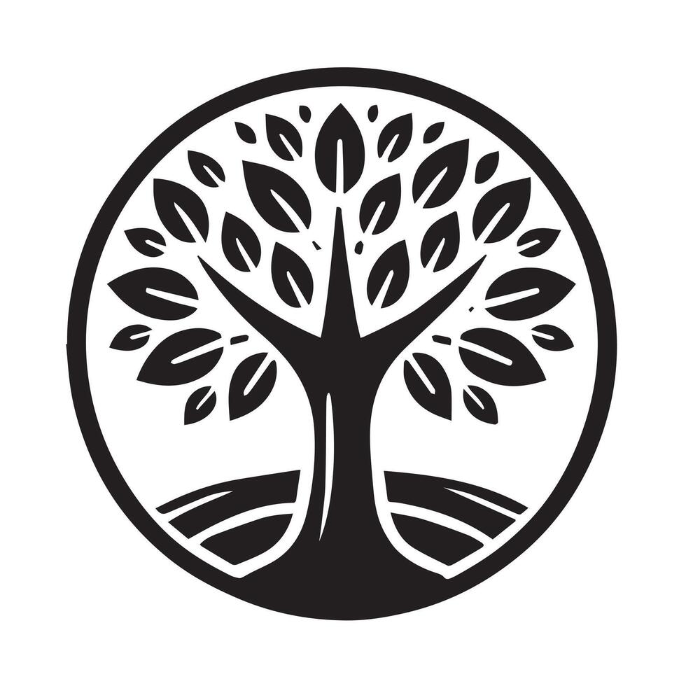 Stylized Tree Silhouette with Path Base vector