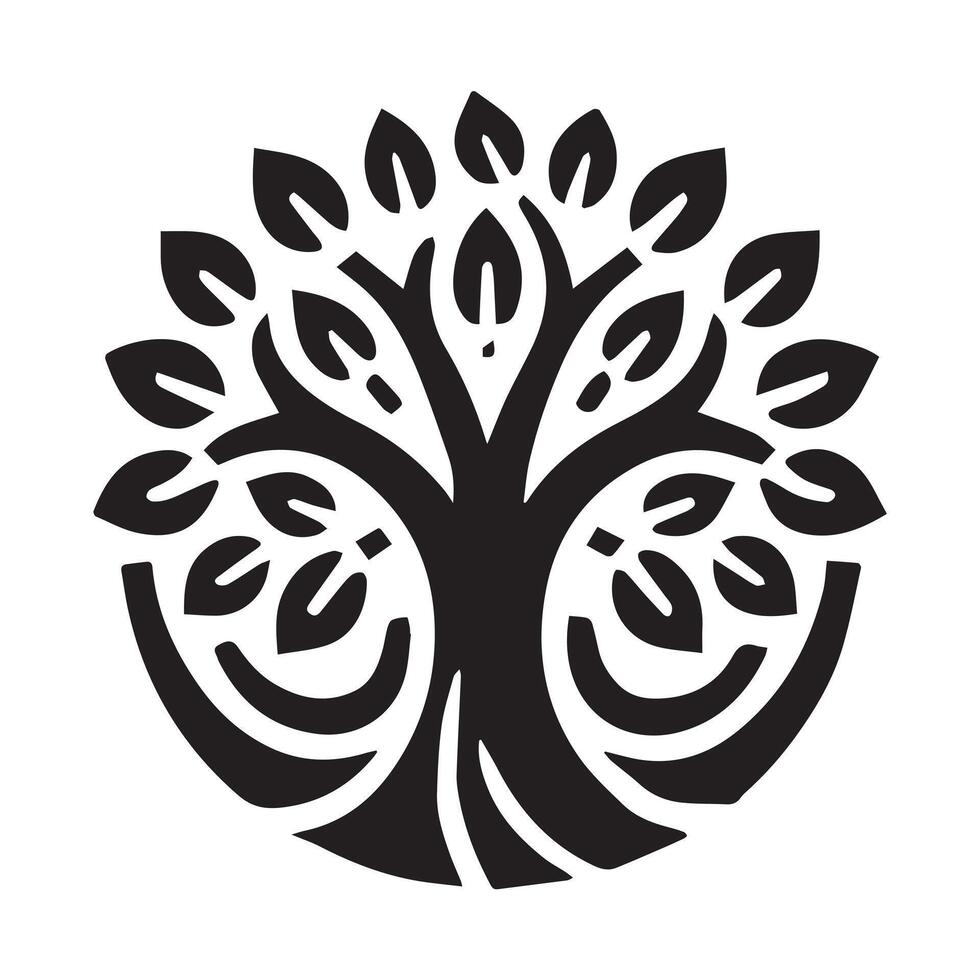 Stylized Black and White Tree Silhouette vector