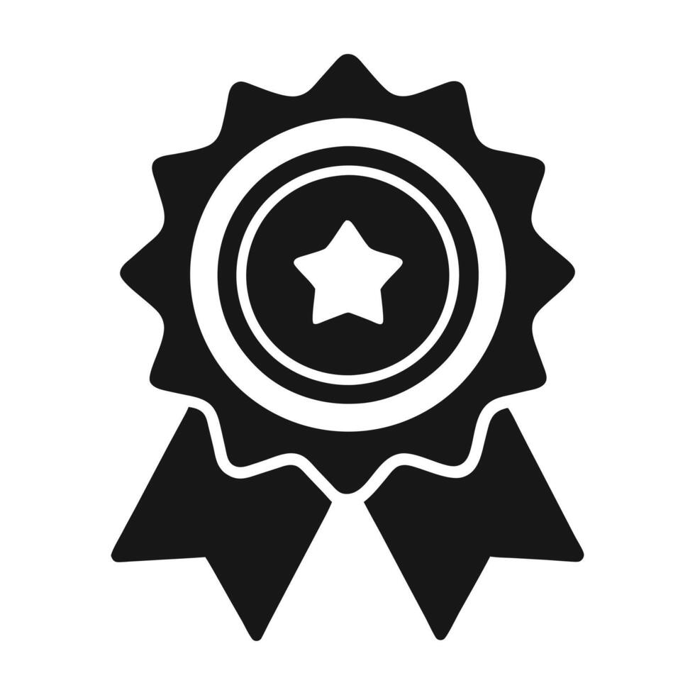 Black and White Award Icon Representing Recognition and Achievement vector