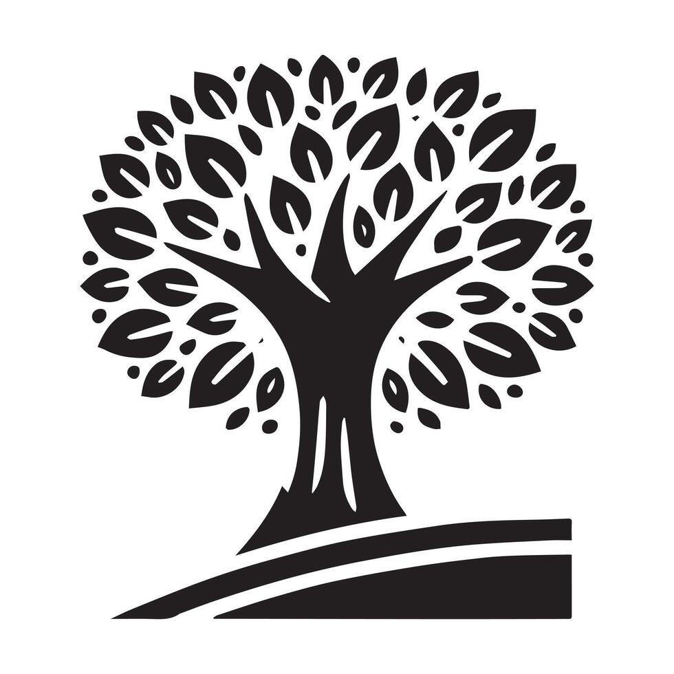 Elegant Black and White Stylized Tree Graphic vector