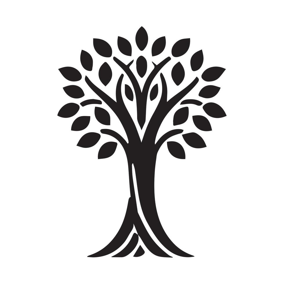 A stylized, black and white tree of life graphic, set within a circle. vector