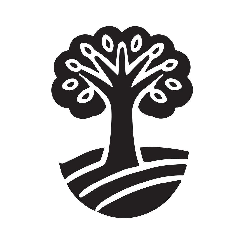elegant black and white graphic of a stylized tree. vector