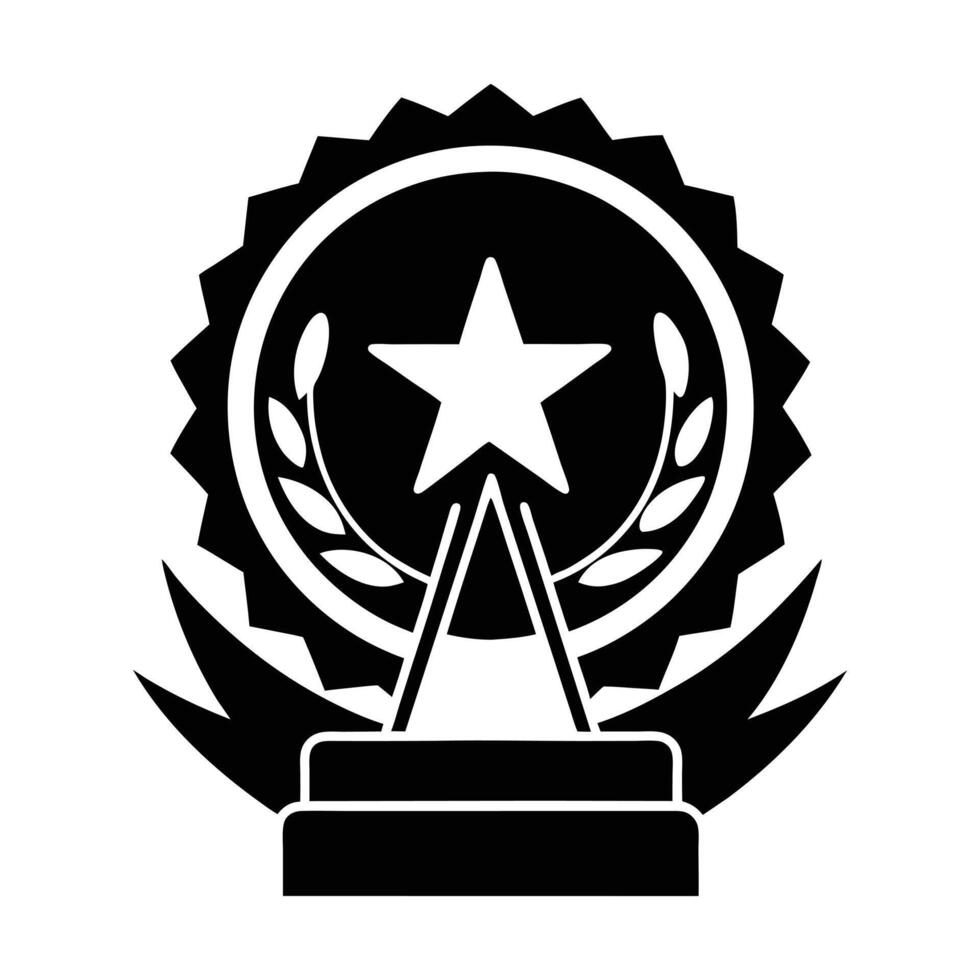 Simple black and white award ribbon graphic with a star. vector