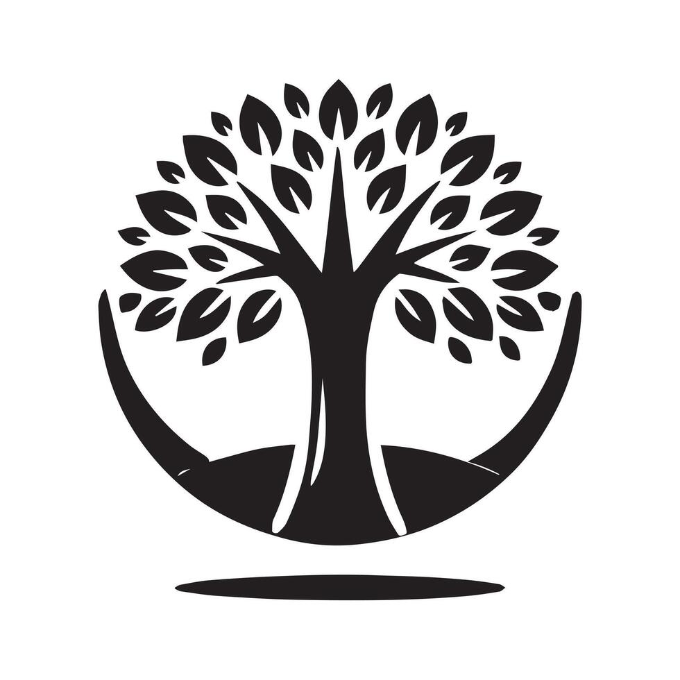Ornate Black and White Tree of Life Graphic vector