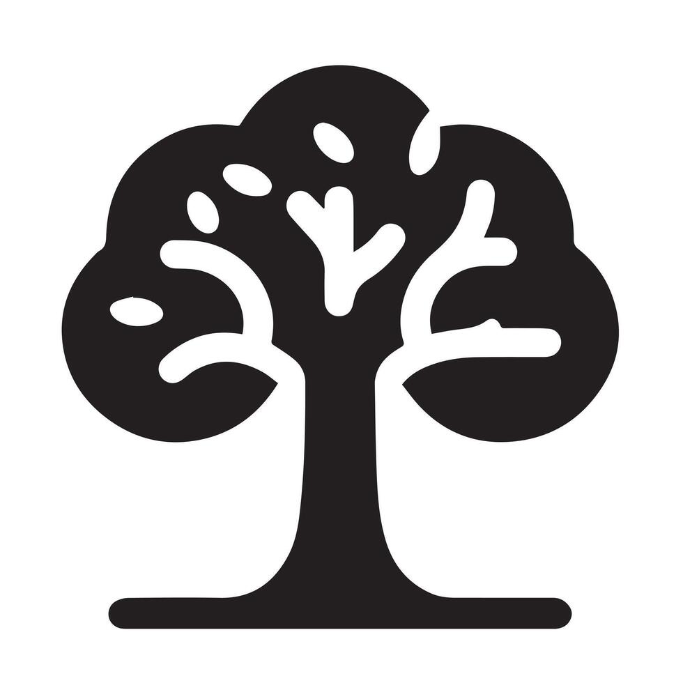 elegant black and white graphic of a stylized tree. Black and White Tree Graphic vector