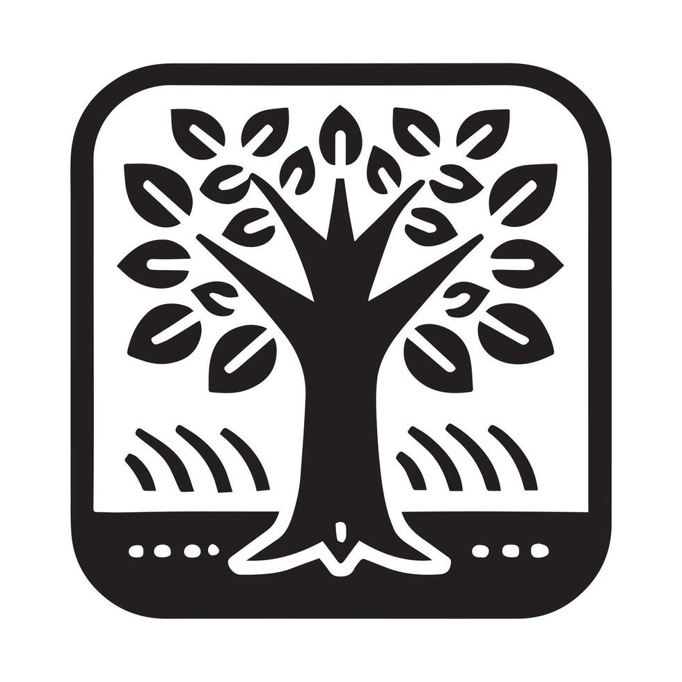 Simple black and white stylized tree vector