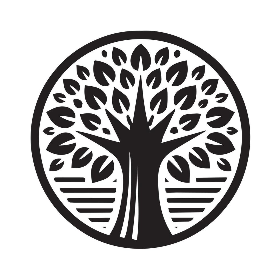 A simple, stylized silhouette of a tree, perfect for logos, icons, or graphic design elements. vector