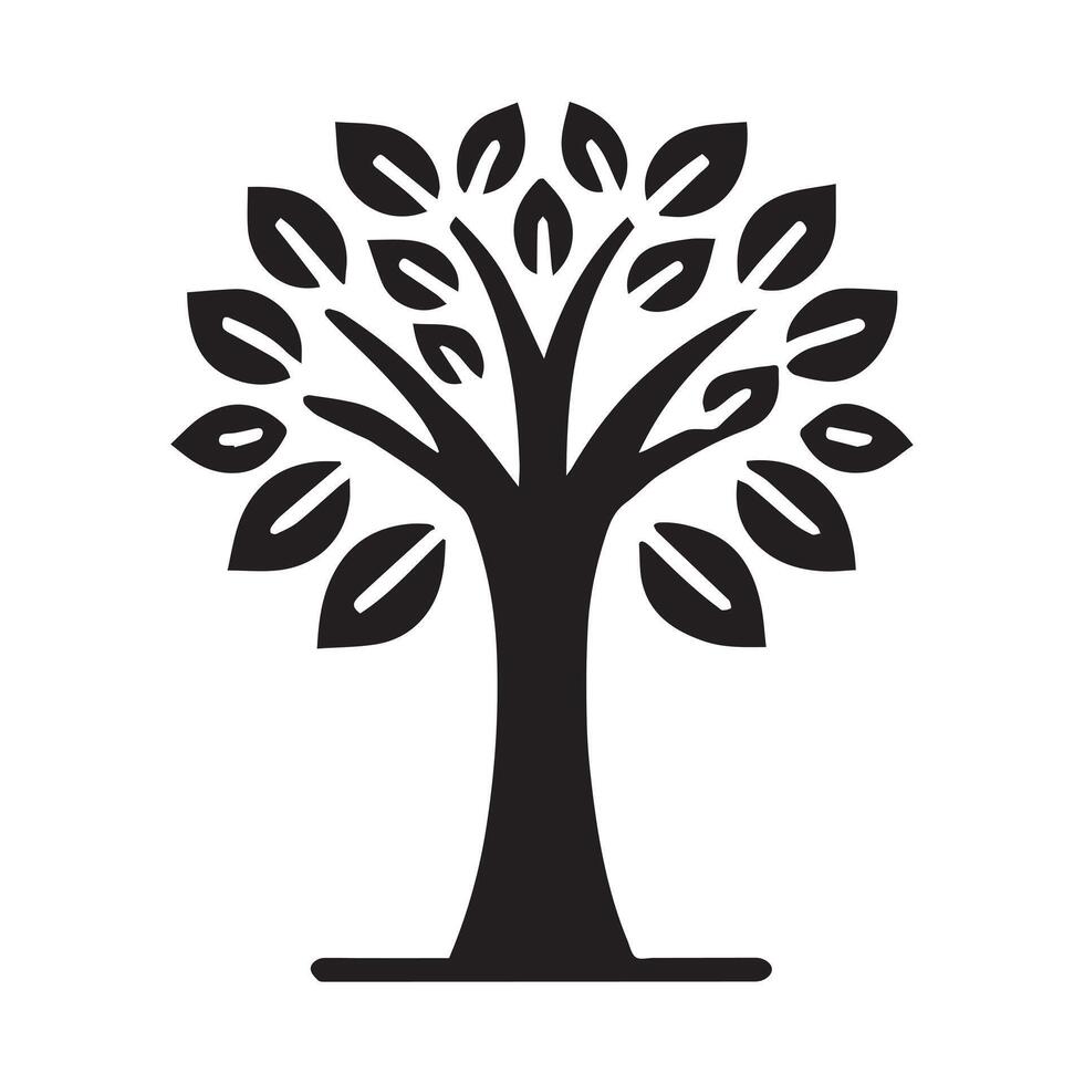 stylized black silhouette of a tree. vector