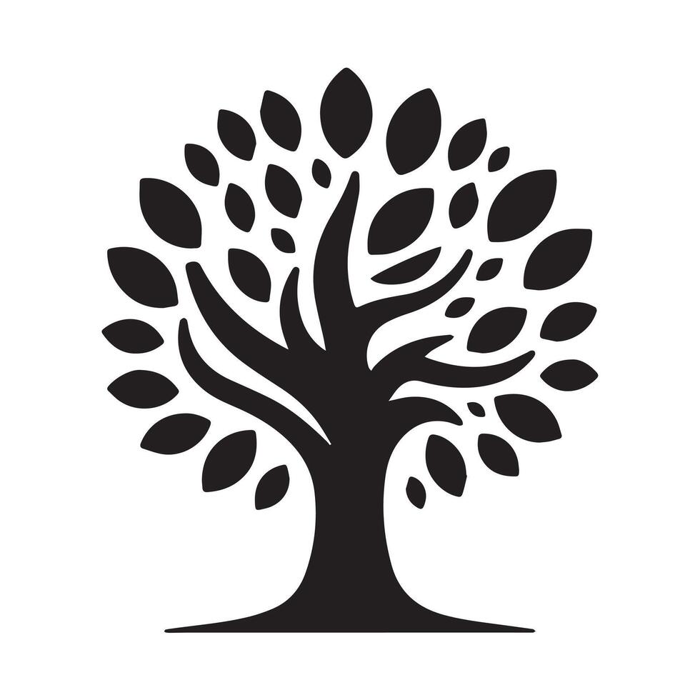 A simple, symmetrical silhouette of a tree, perfect for logos, branding, or graphic design projects. vector