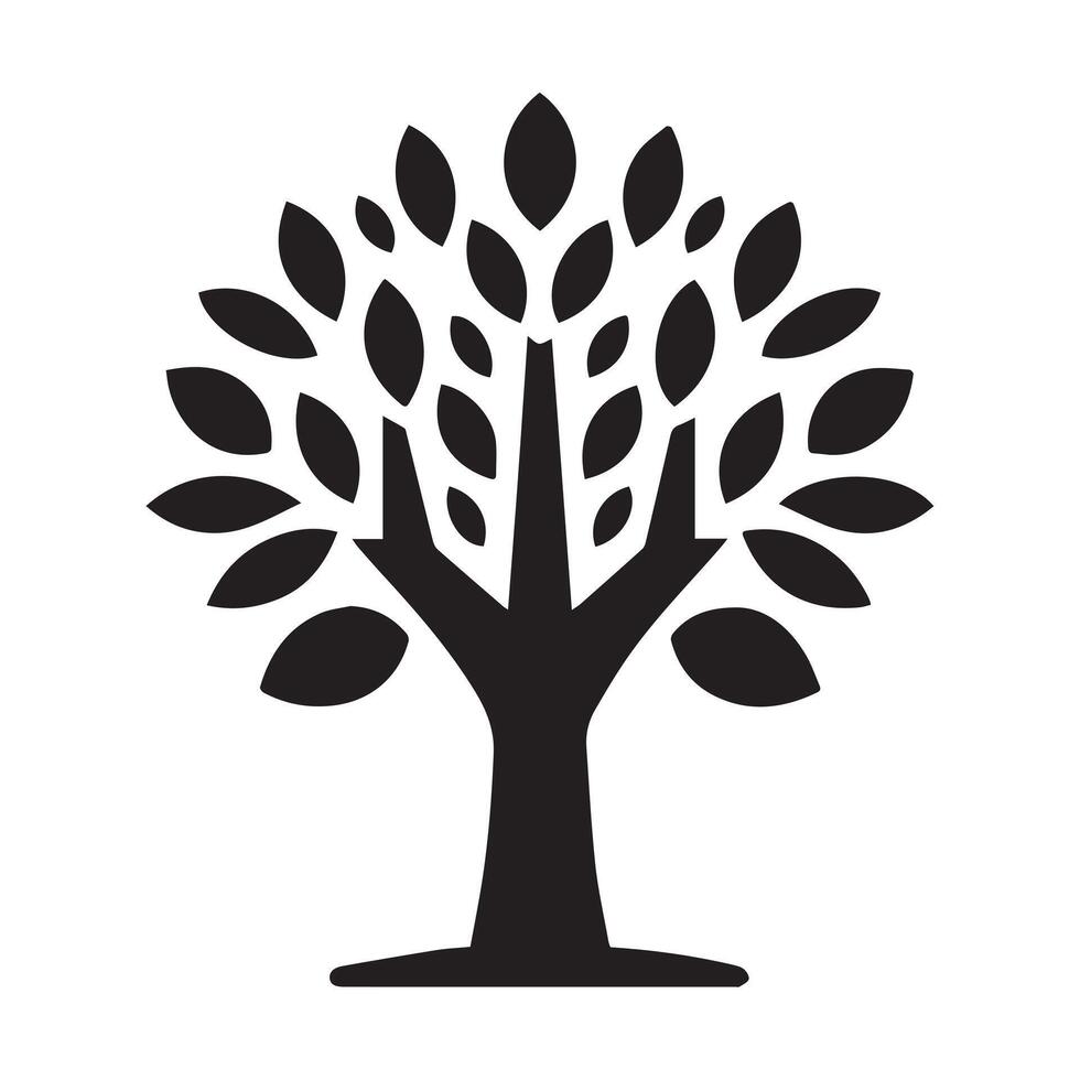 A simple, elegant, and stylized silhouette of a tree. vector
