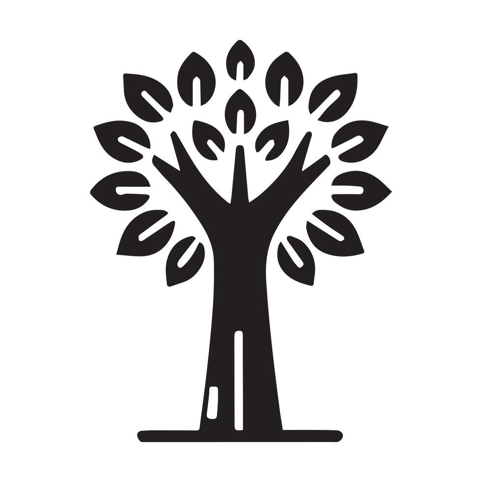 Simple Black and White Stylized Tree Graphic vector