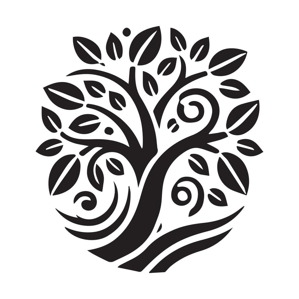 silhouette of a tree against a white background. vector