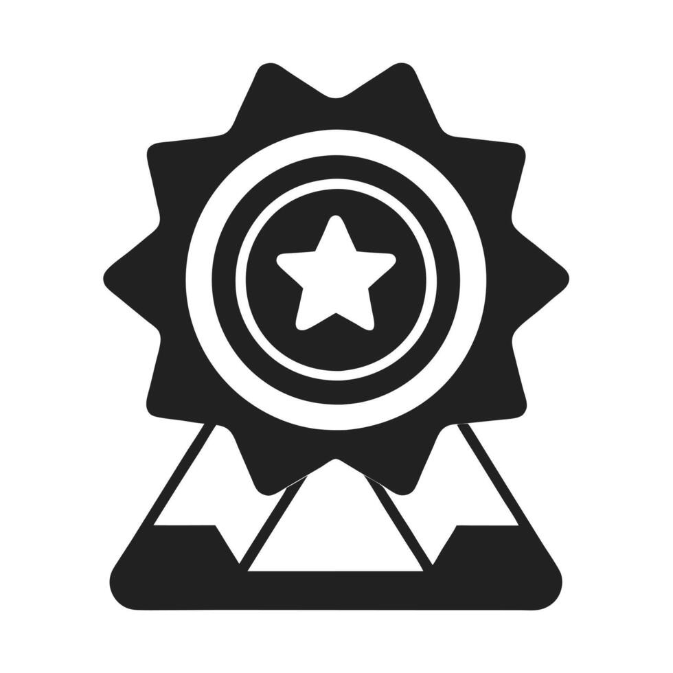 A simple, black and white, graphic of an award trophy. vector
