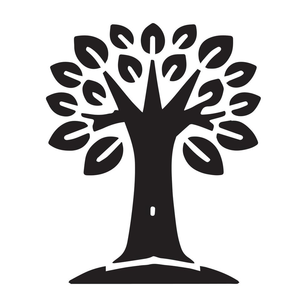 A stylized, black and white silhouette of a tree, perfect for logos, prints, or any design project needing a simple, impactful image of nature. vector