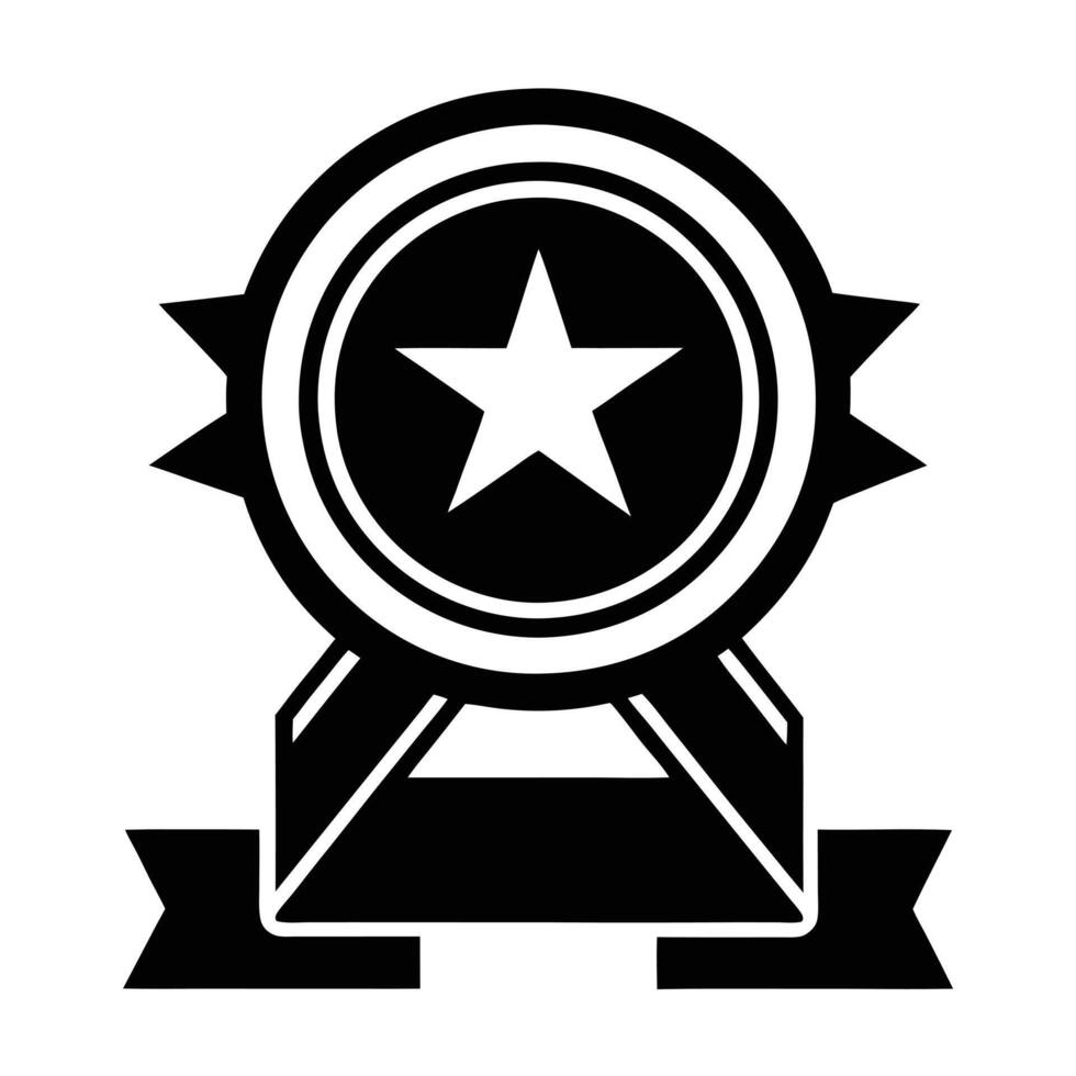black and white award ribbon graphic with a star. vector