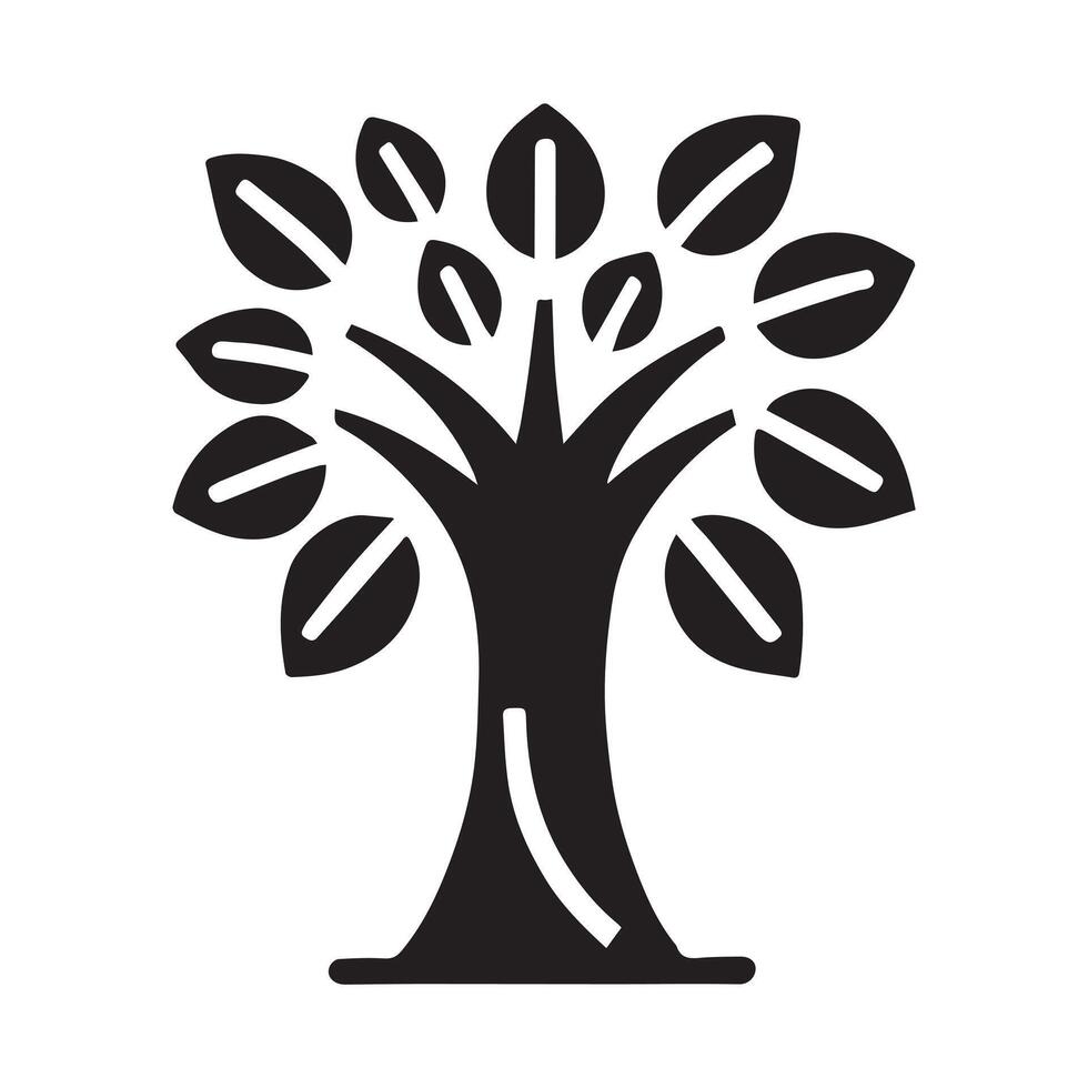 A clean, stylized graphic of a tree. vector