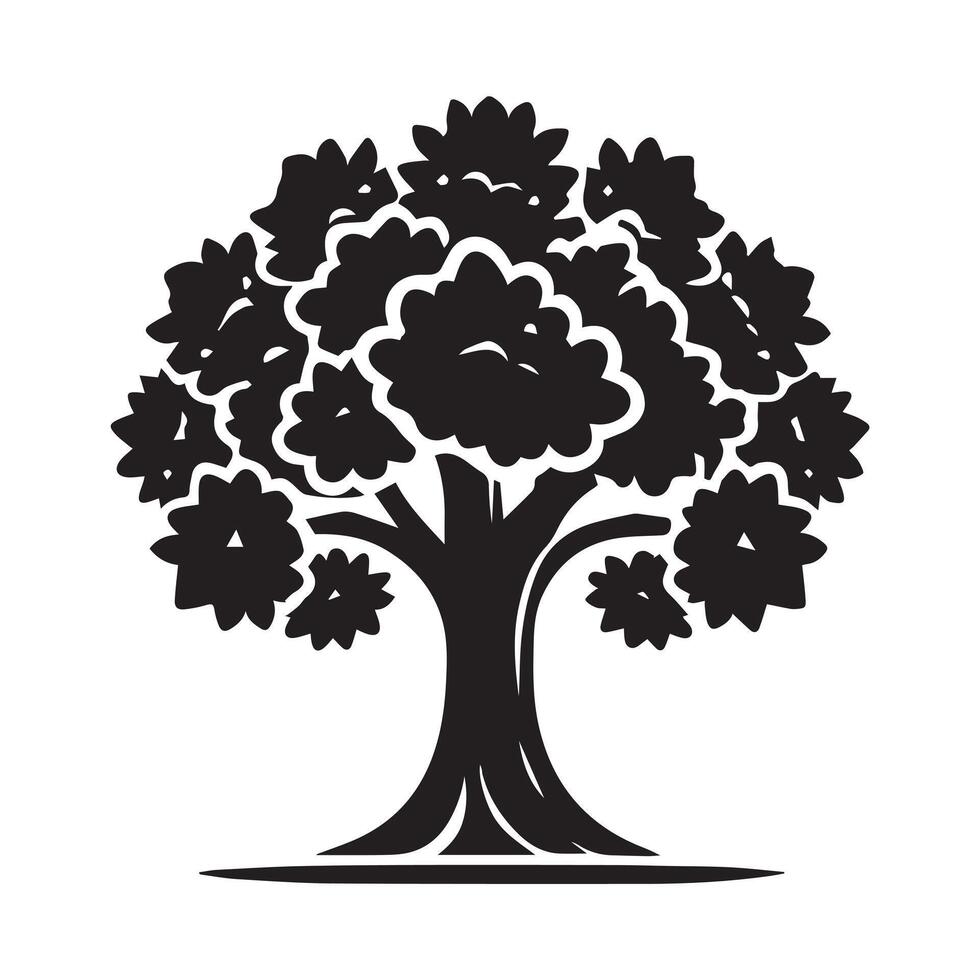 Black and White Tree Silhouette Design vector