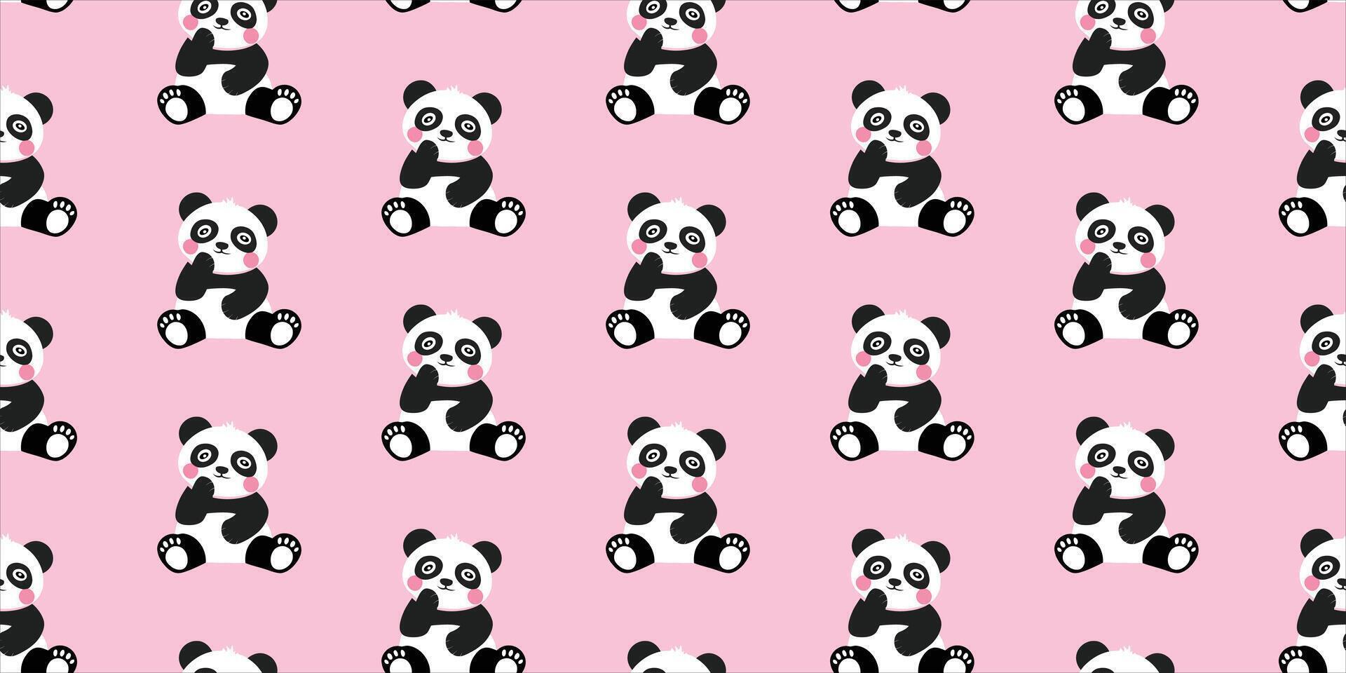 Cute Panda Seamless Pattern on a Pastel Pink Background vector