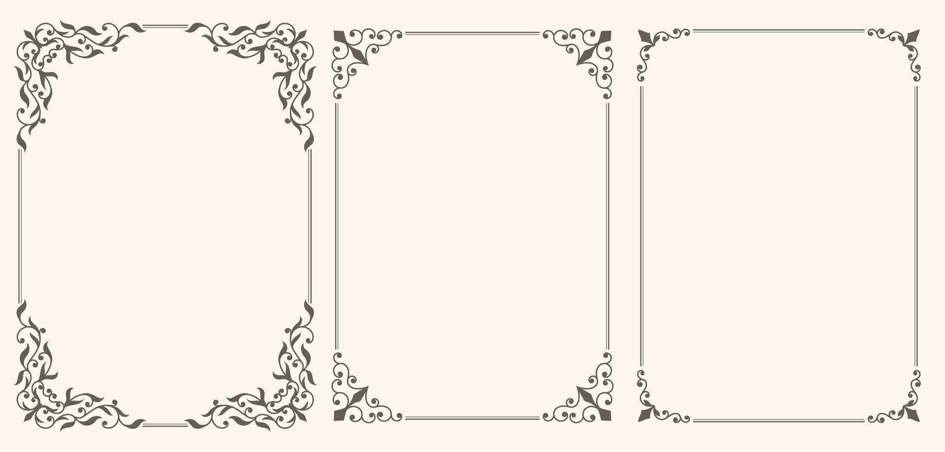 Set of decorative floral frames with curls vector