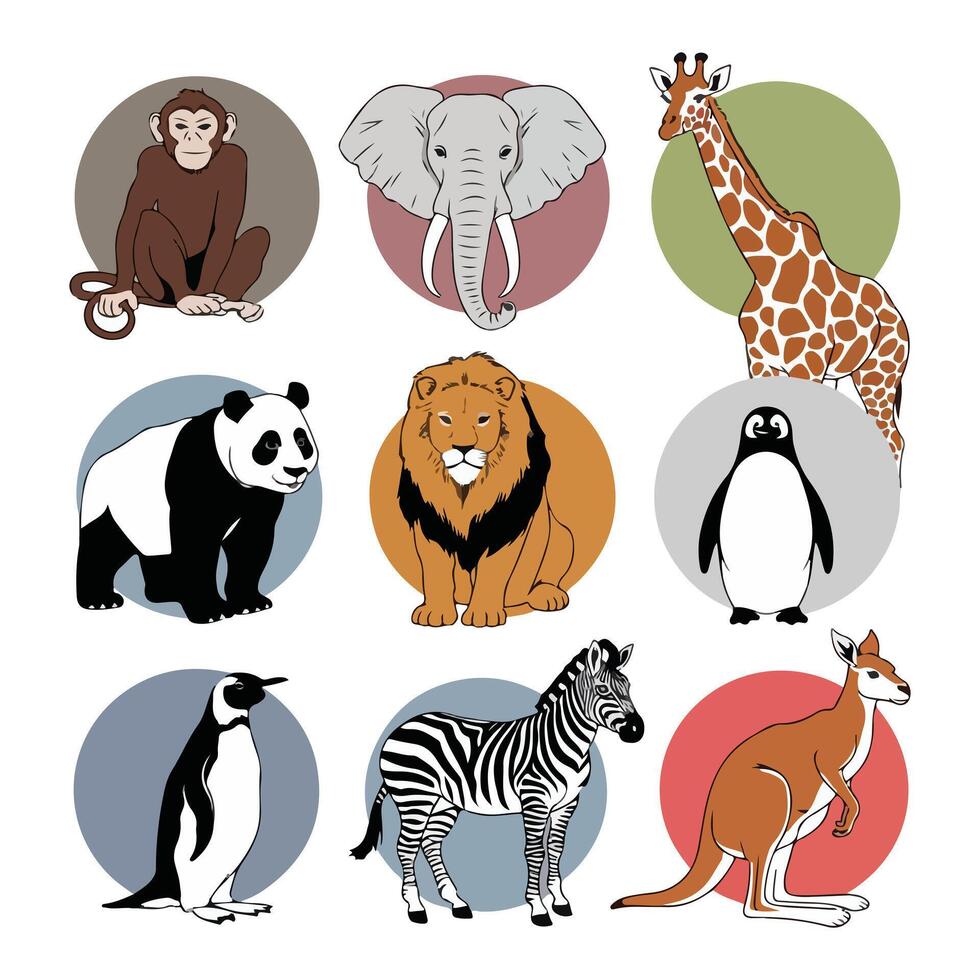 Animal And Wildlife Set Silhouette vector