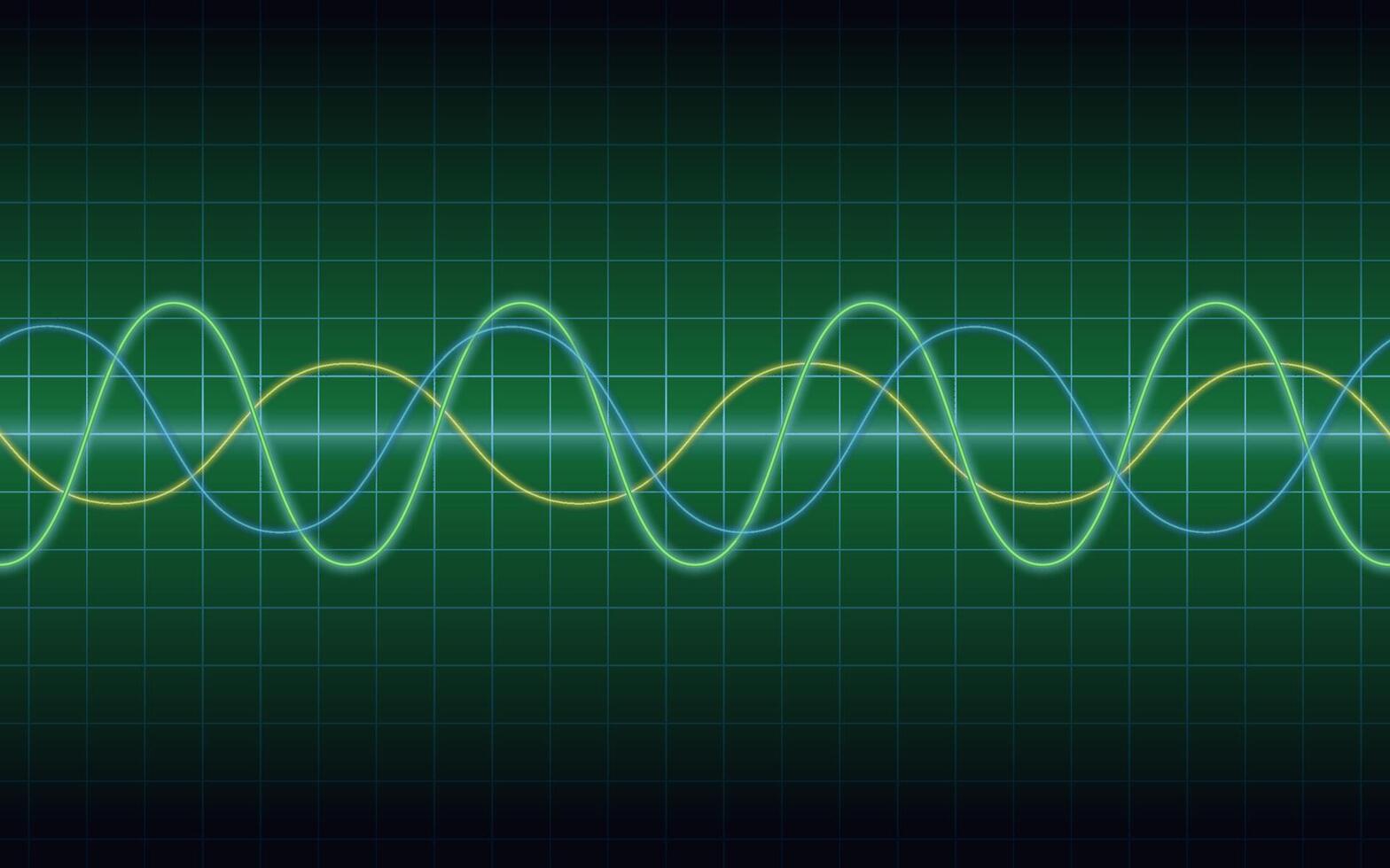 Waveform Seamless Green Background Illustration With Text Space. Horizontally Repeatable. vector