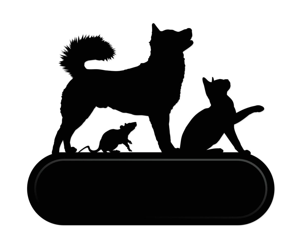 Pets symbol with dog, cat and rat. vector