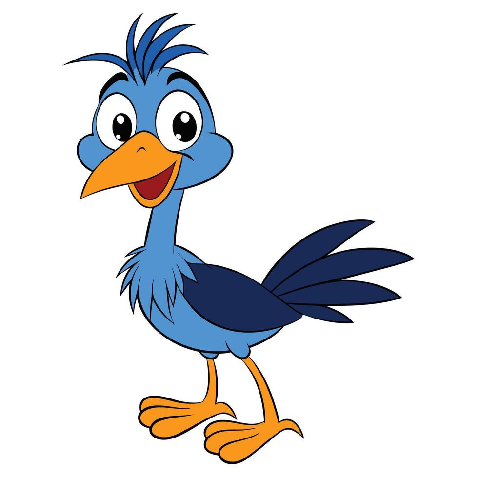 A drawing of a blue fun bird vector