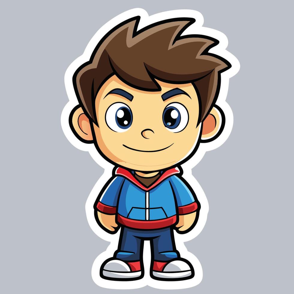 Urban boy wearing jacket and standing cartoon character vector