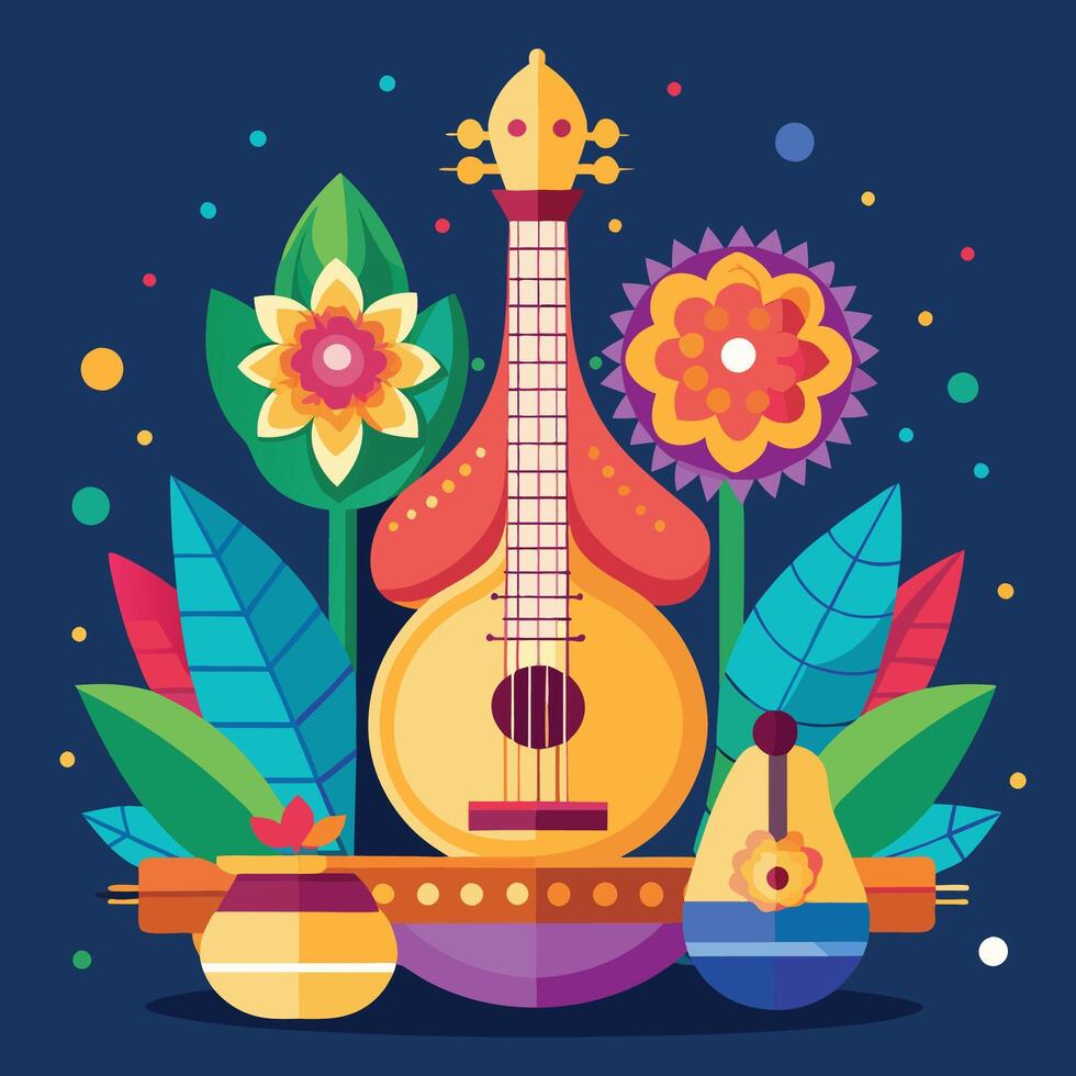 Flat vasant panchami background vector
