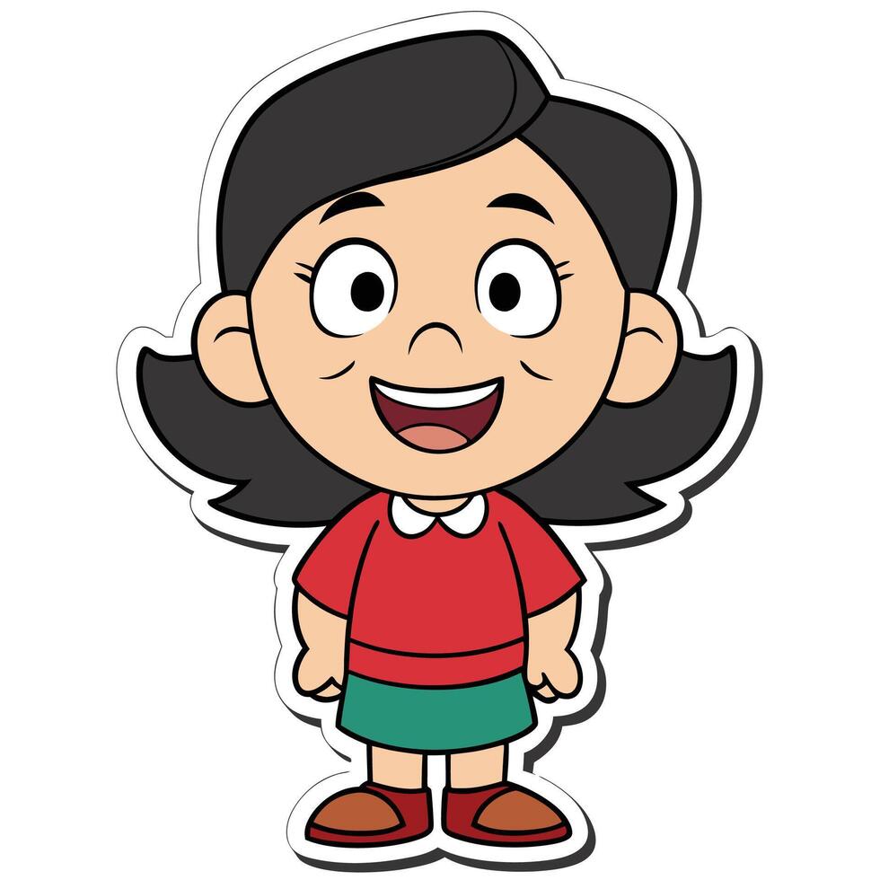 Cartoon of a cute girl standing and smiling vector