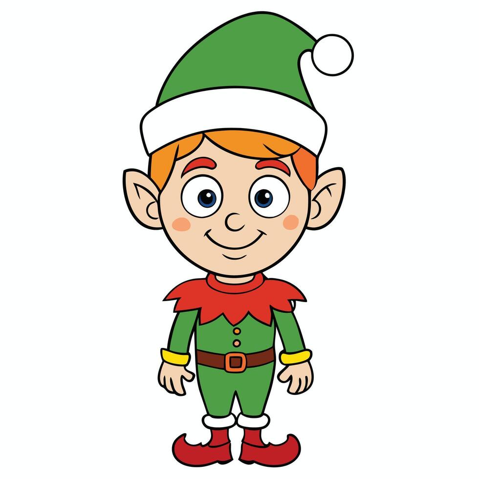 Sticker template with little elf cartoon character isolated vector