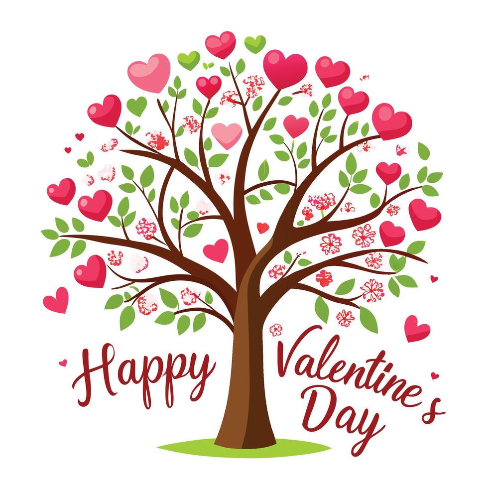 Wish you a Happy Valentine's Day Heart Tree background vector